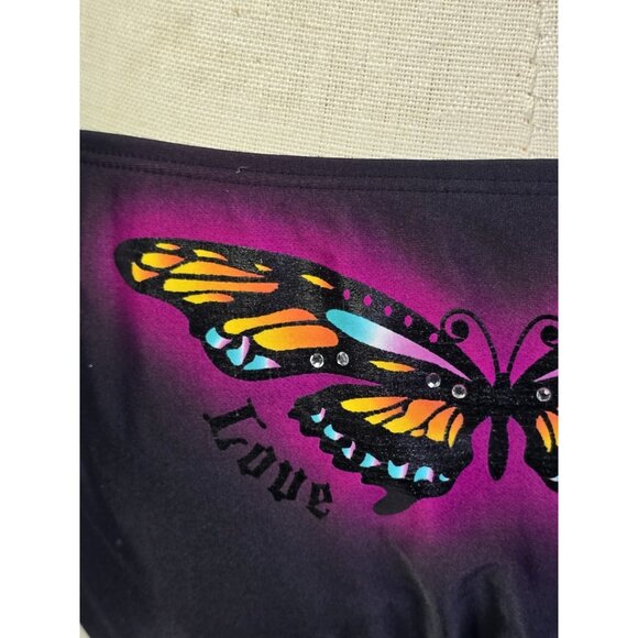 Y2K Black Pink Cutout Swimsuit One Piece Punk Grunge Tattoo Art Beach Sexy Edgy - Picture 8 of 16